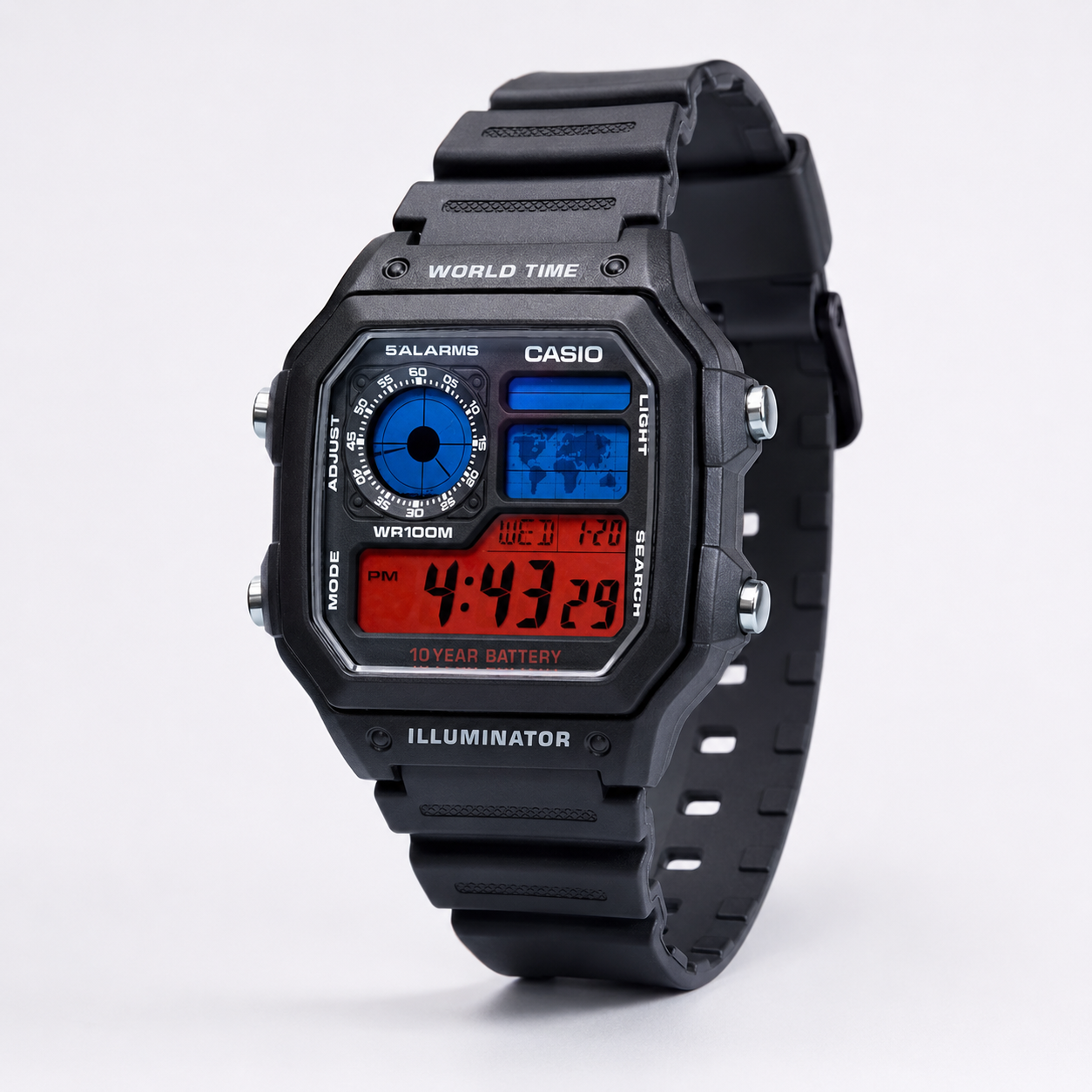 Casio AE-1200 Custom Red & Blue “Pepsi Theme” Watch