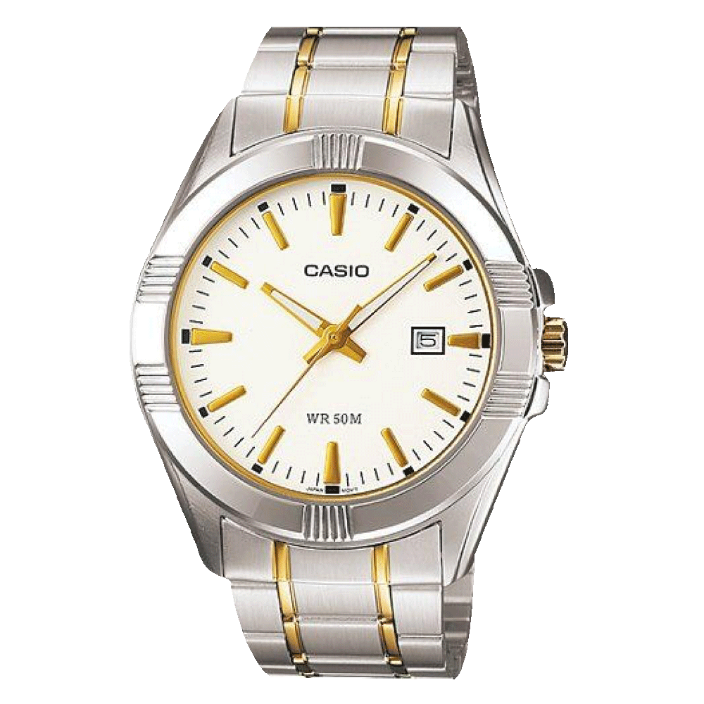 Casio MTP-1308G-7A White Dial Gold-Tone Stainless Steel Watch