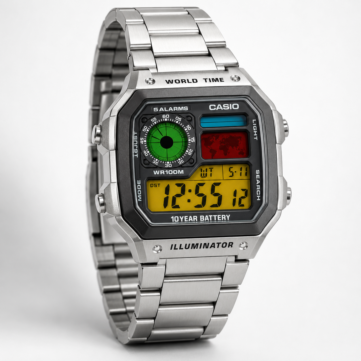 Casio AE-1200 Red & Blue & GREEN Custom Edition Watch