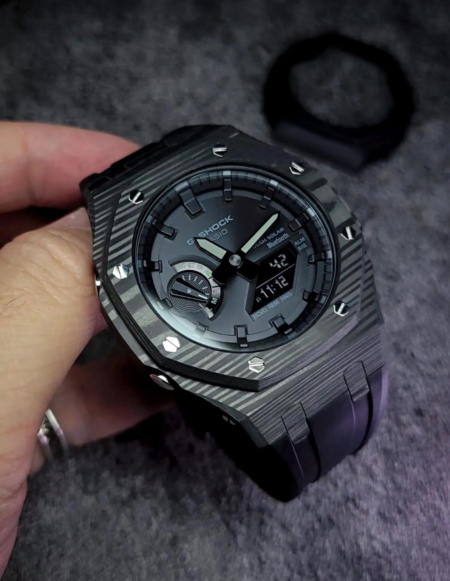 Casio G‑SHOCK GA‑B2100 Full Black Carbon-Style Modified Watch