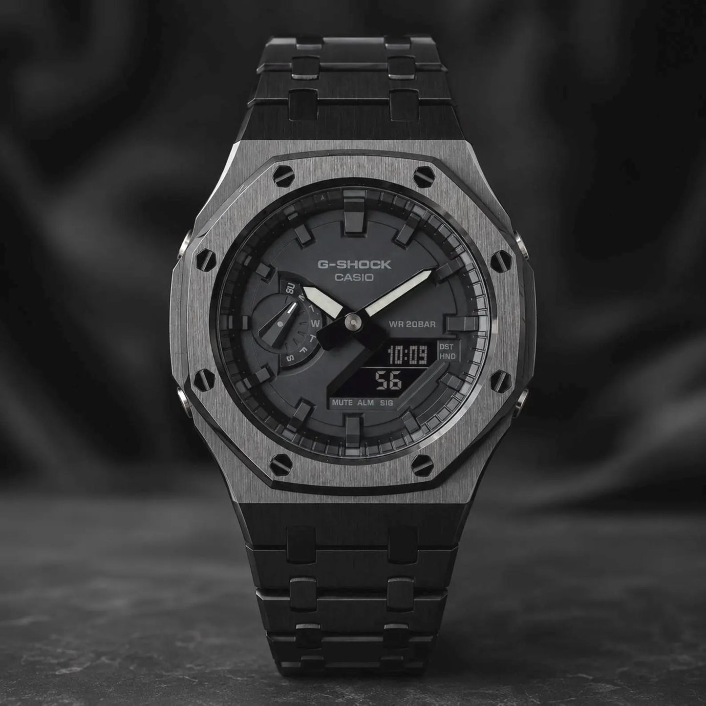 Casio G‑SHOCK GA‑2100 Full Black Stainless Steel Modified Watch