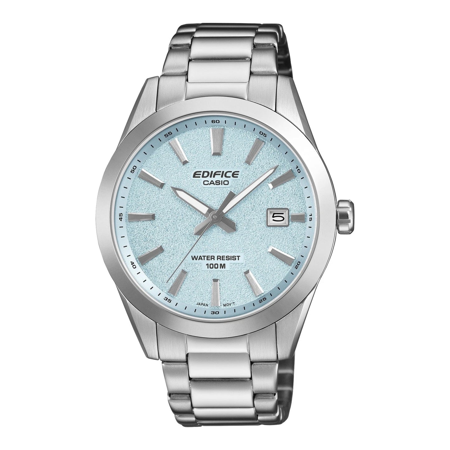 Casio Edifice EFV-160D-2BVEF Men's Stainless Steel Watch Light Blue Textured Dial 100M