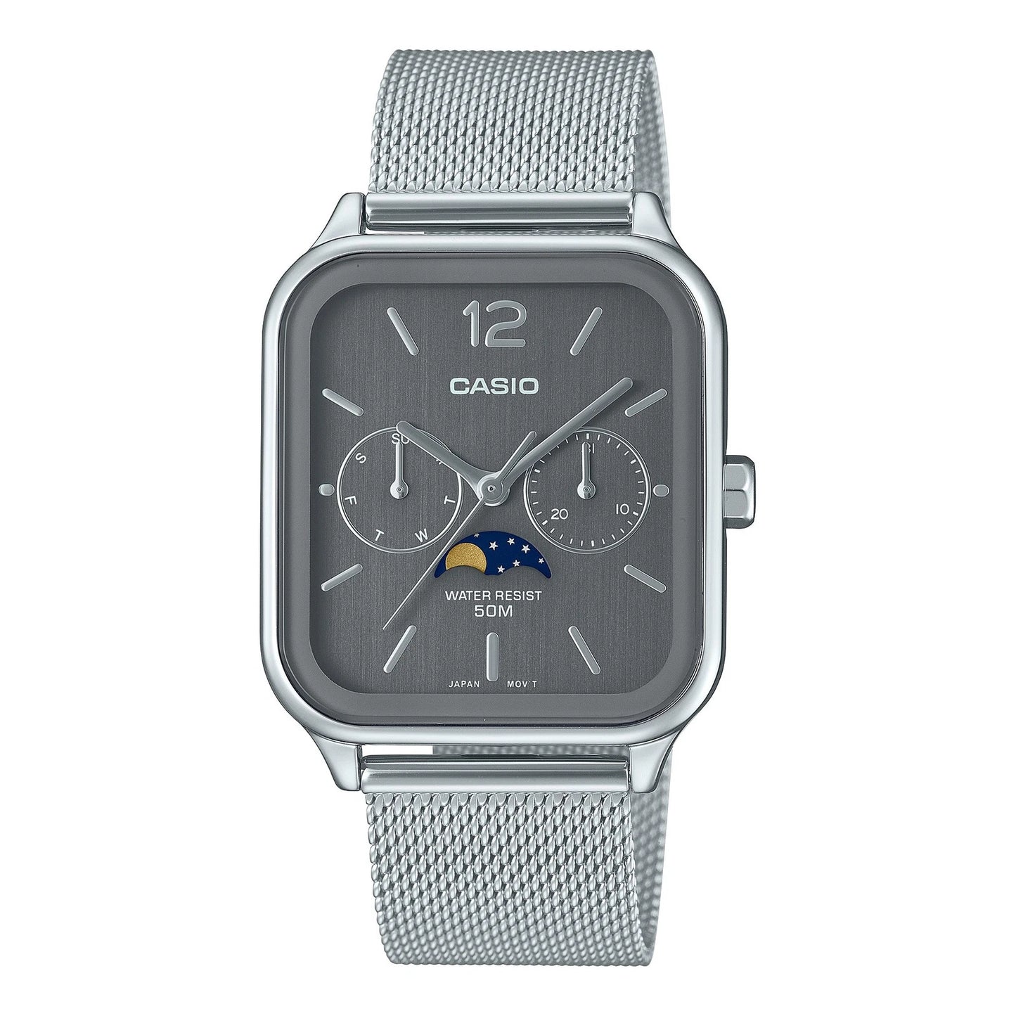 Casio MTP-M305M-8A Grey Moon Phase Mesh Watch
