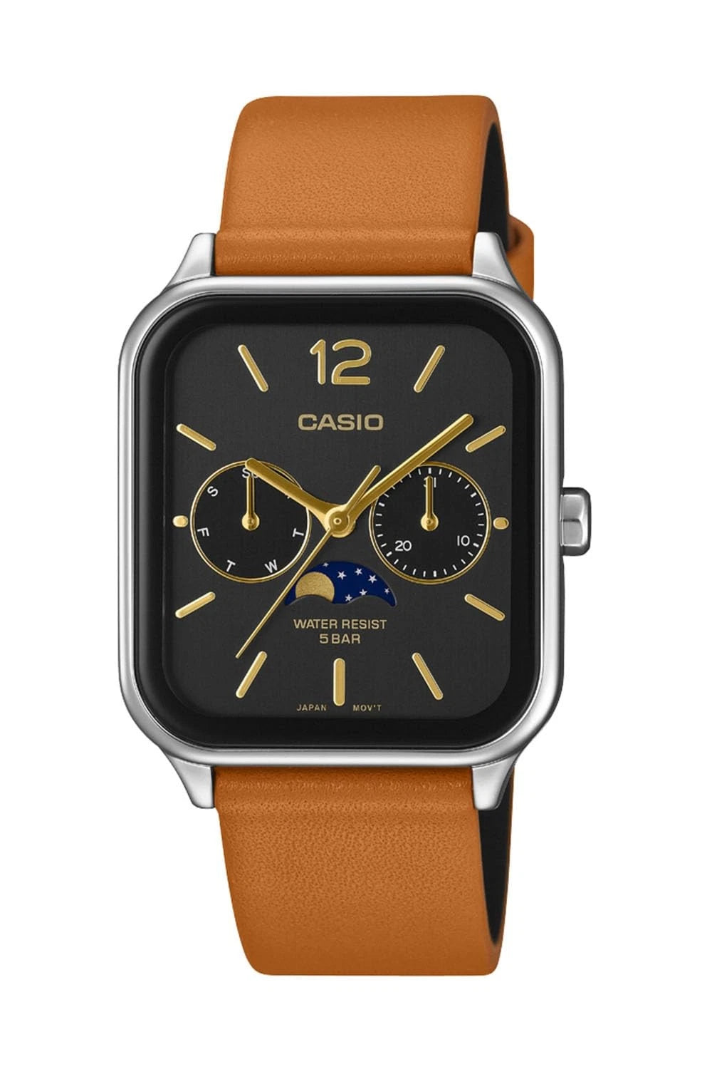 Casio MTP-M305L-1AJF Black Moon Phase Leather Watch