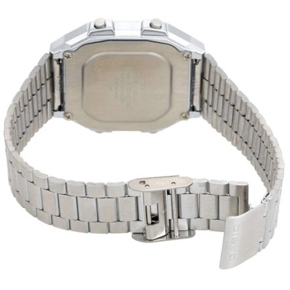 Casio Vintage A178WA-1ADF Digital Dual-Time Watch – Silver Stainless Steel