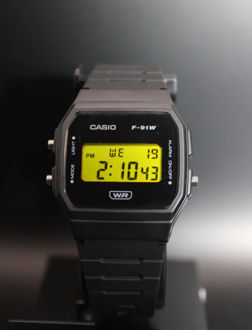 Custom Casio F-91W Yellow Screen Digital Resin Watch