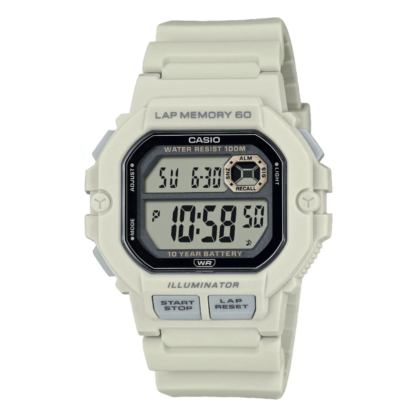 Casio WS-1400H-8A Men's Digital Sports Watch Grey Resin Strap with Lap Memory