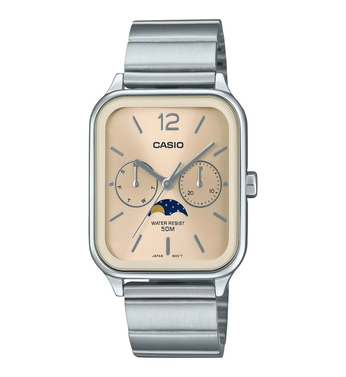 Casio MTP-M305D-9AV Men's Analog Stainless Steel Moon Phase Watch