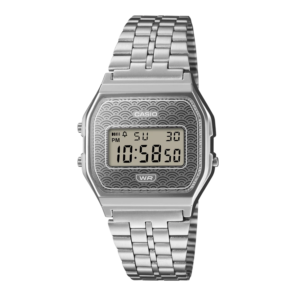Casio Vintage A159WEVJ-7DR Silver Seigaiha Digital Watch
