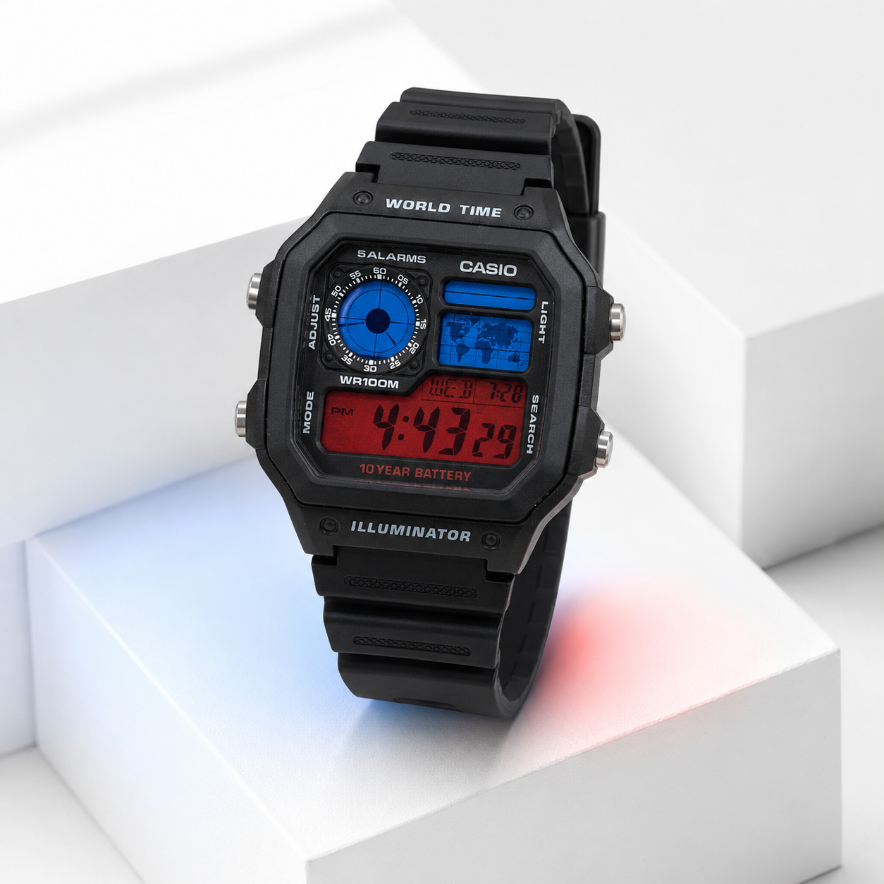 Casio AE-1200 Custom Red & Blue “Pepsi Theme” Watch