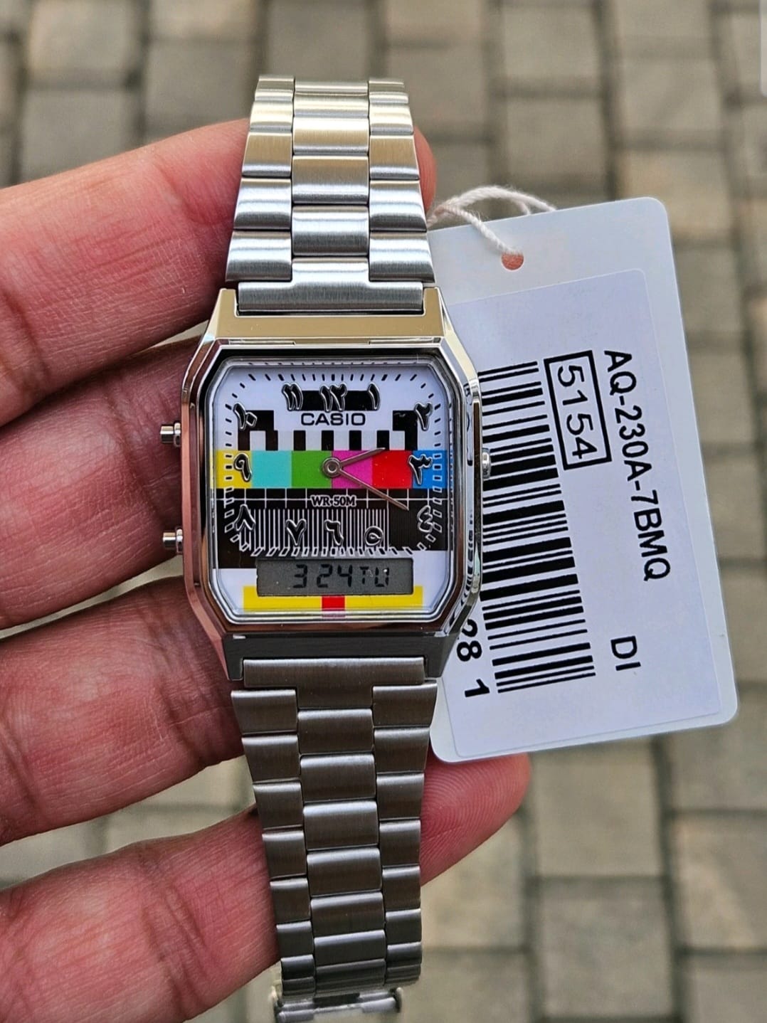 Casio AQ-230A-7BMQ Custom TV Test Pattern Arabic Dial Watch