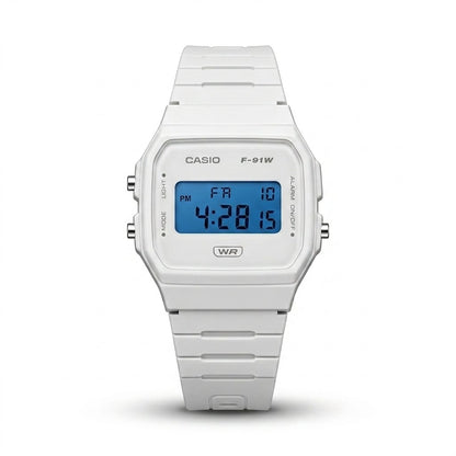 Casio F-91W White Digital Watch – Blue Display