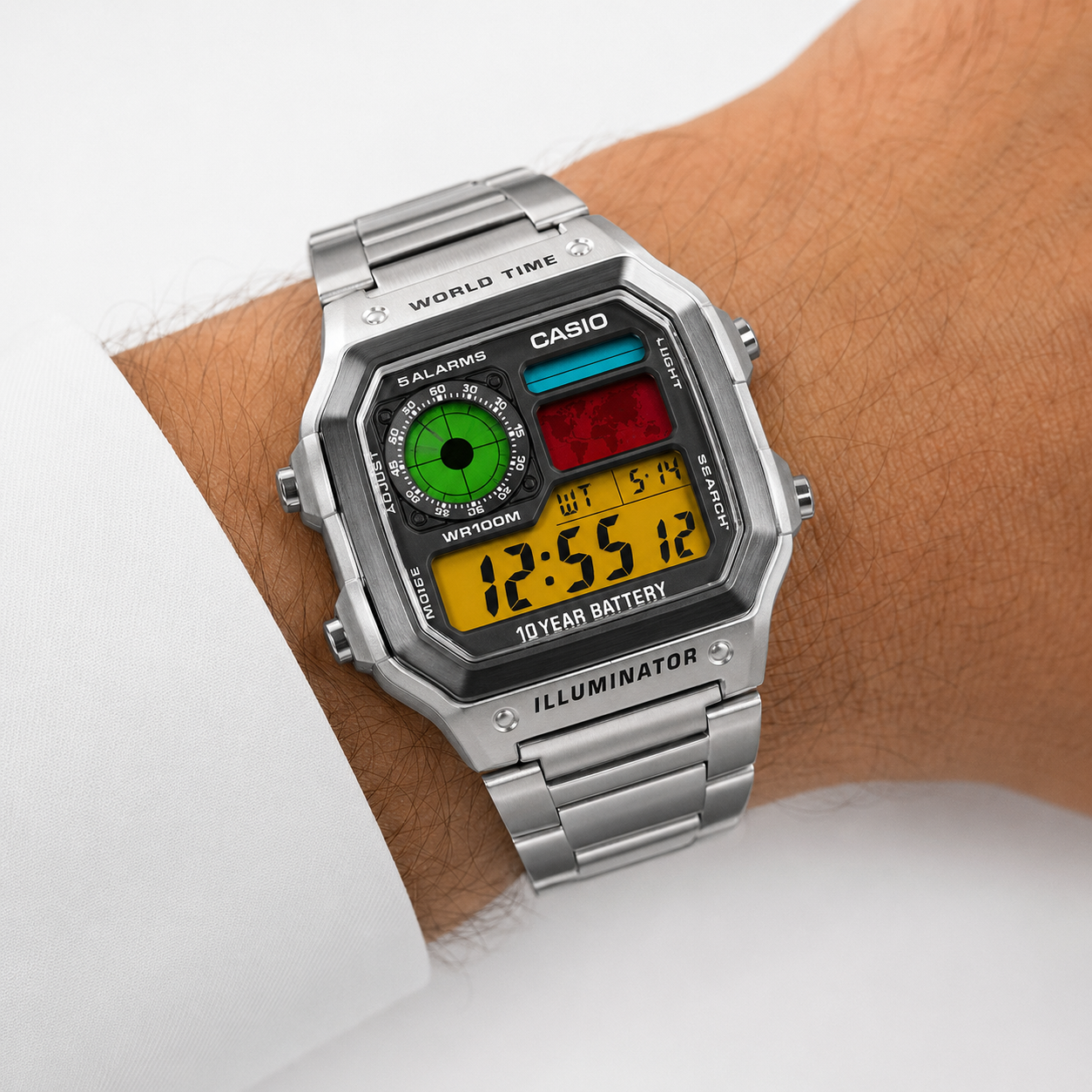 Casio AE-1200 Red & Blue & GREEN Custom Edition Watch