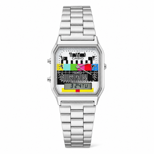 Casio AQ-230A-7BMQ Custom TV Test Pattern Arabic Dial Watch