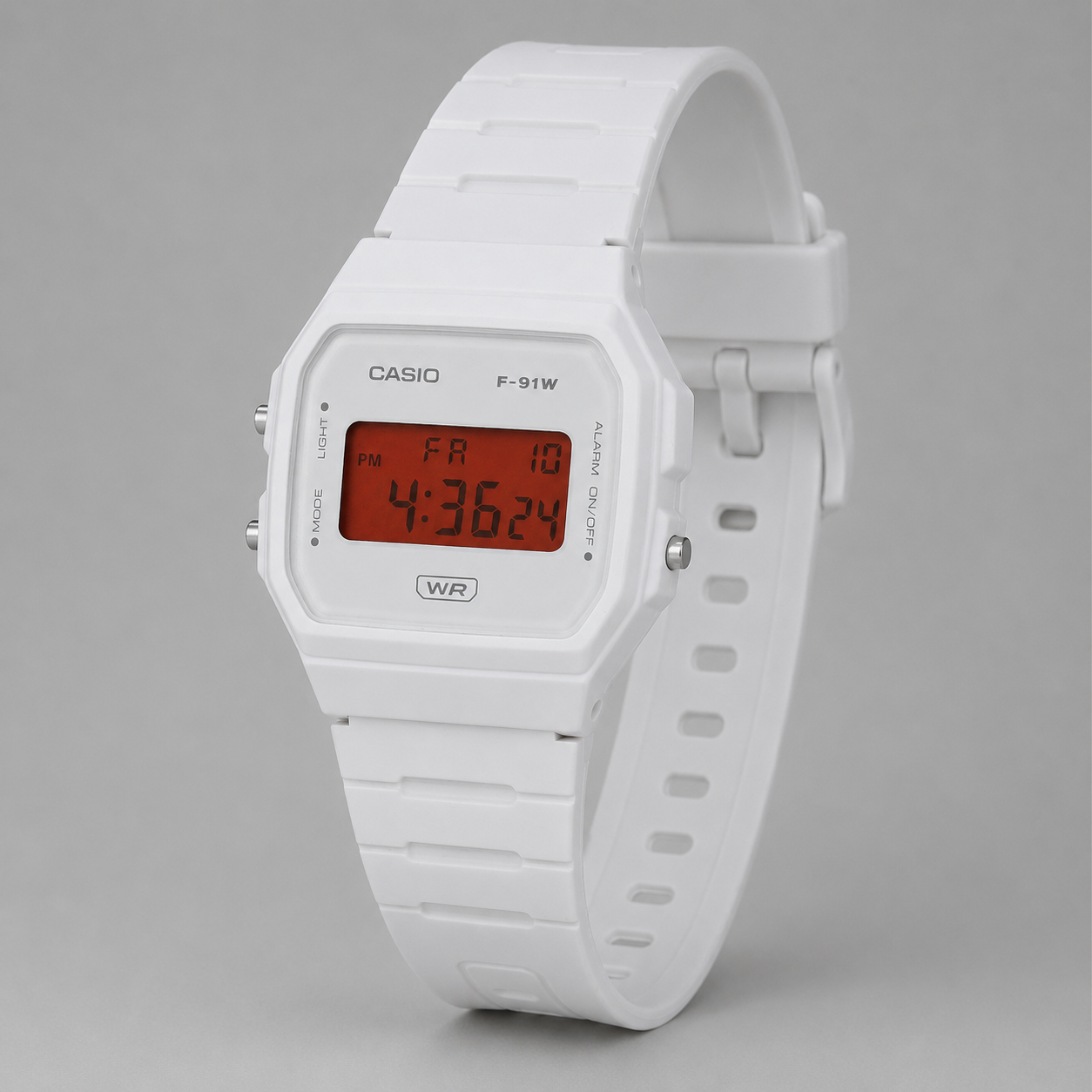 Casio F-91W White & Red Display Custom Mod Watch
