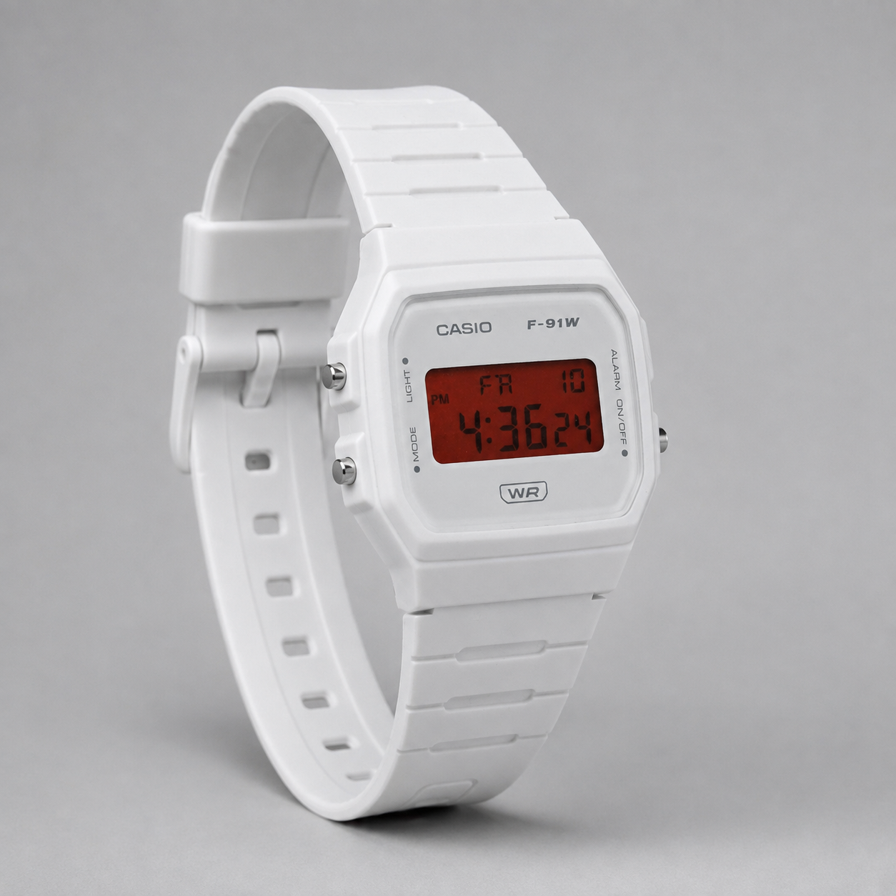 Casio F-91W White & Red Display Custom Mod Watch