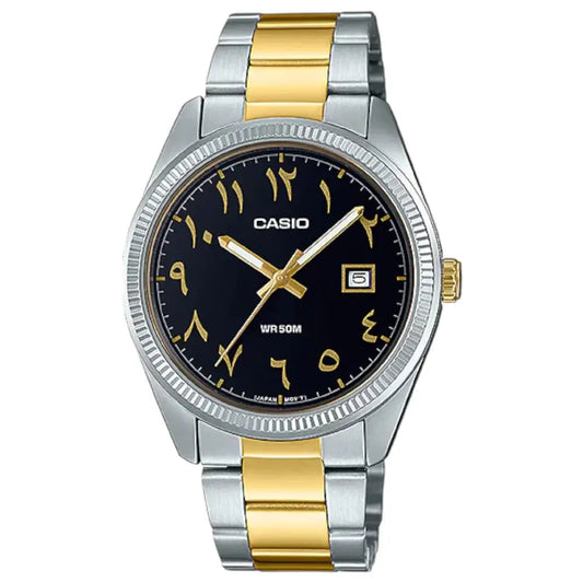 Casio Rare Classic MTP-1302SG-1B3 Two-Tone Black Arabic Dial Men's Watch