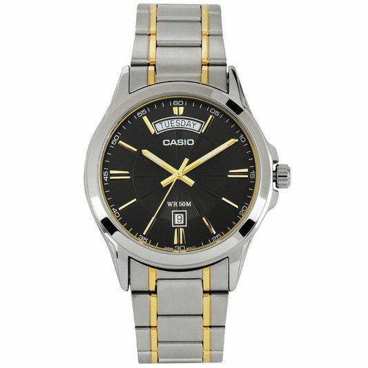 Casio MTP-1381G-1A Black Dial Gold-Tone Stainless Steel Watch