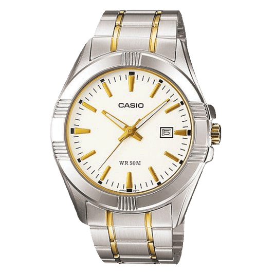 Casio MTP-1308G-7A White Dial Gold-Tone Stainless Steel Watch
