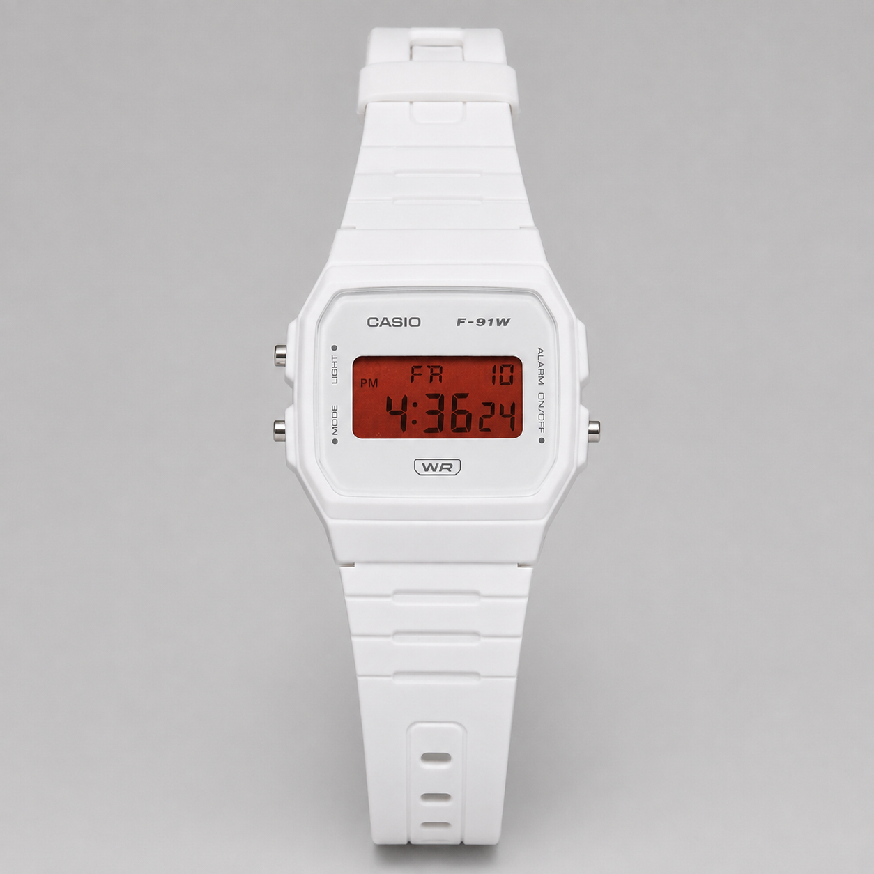 Casio F-91W White & Red Display Custom Mod Watch