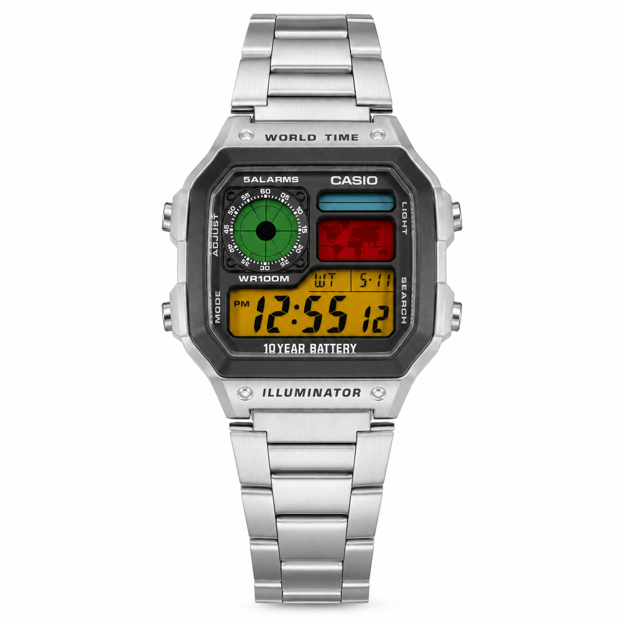 Casio AE-1200 Red & Blue & GREEN Custom Edition Watch