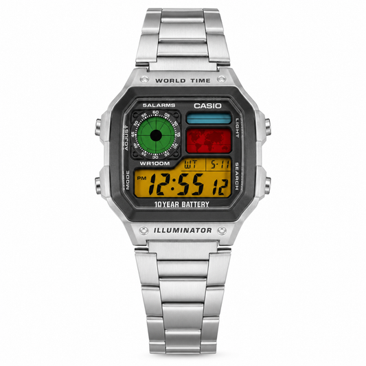 Casio AE-1200 Red & Blue & GREEN Custom Edition Watch