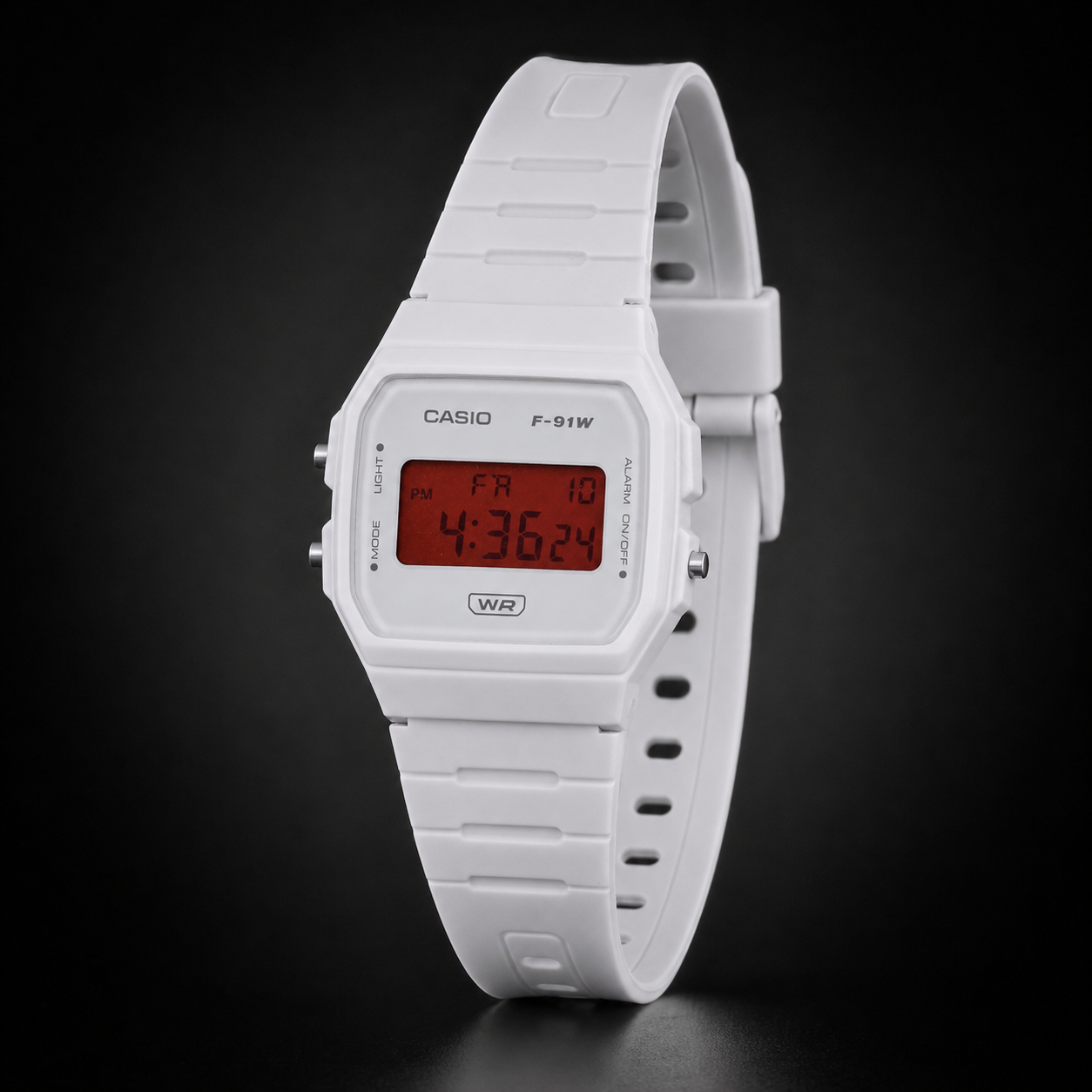 Casio F-91W White & Red Display Custom Mod Watch