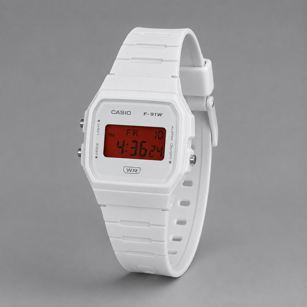 Casio F-91W White & Red Display Custom Mod Watch