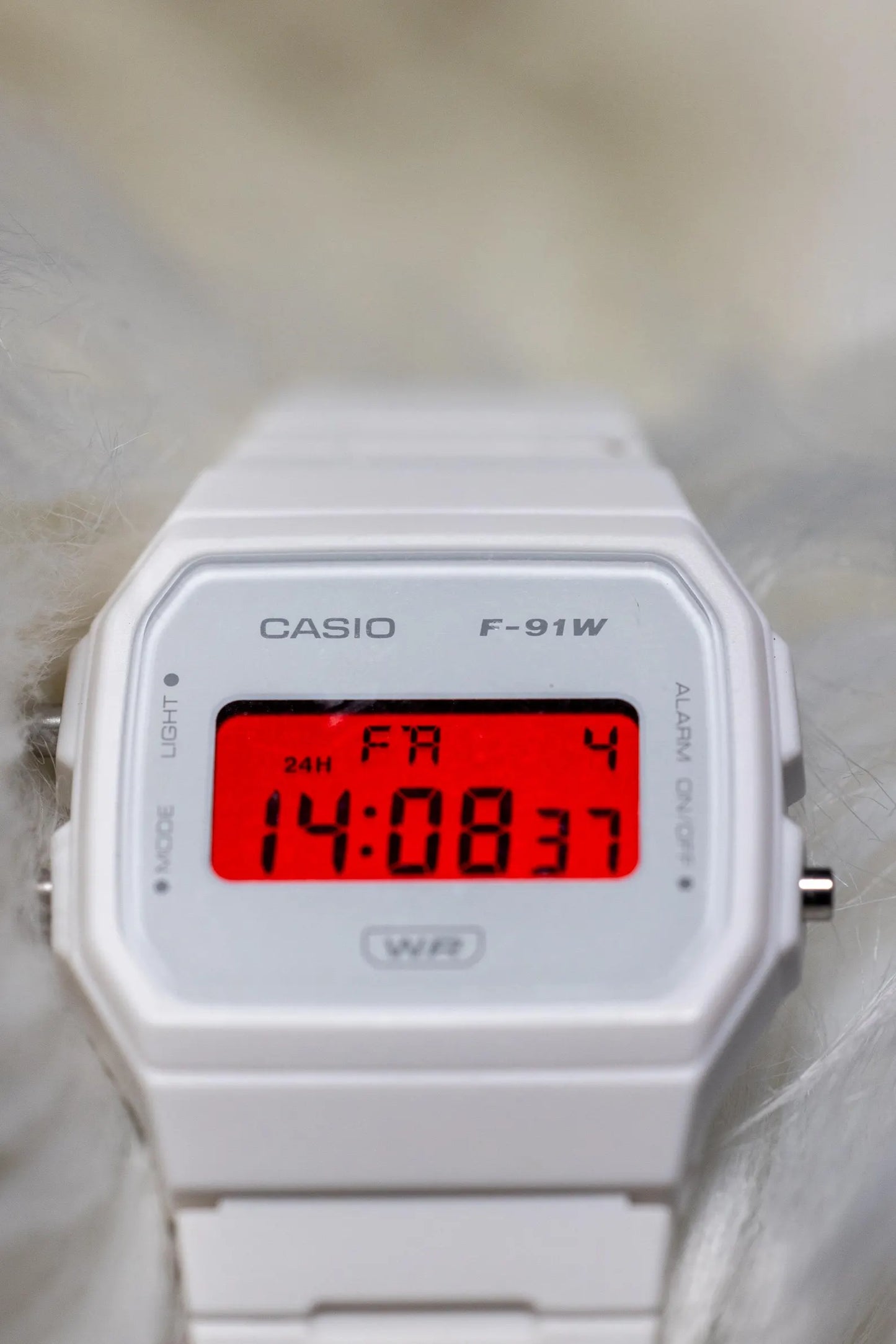 Casio F-91W White & Red Display Custom Mod Watch