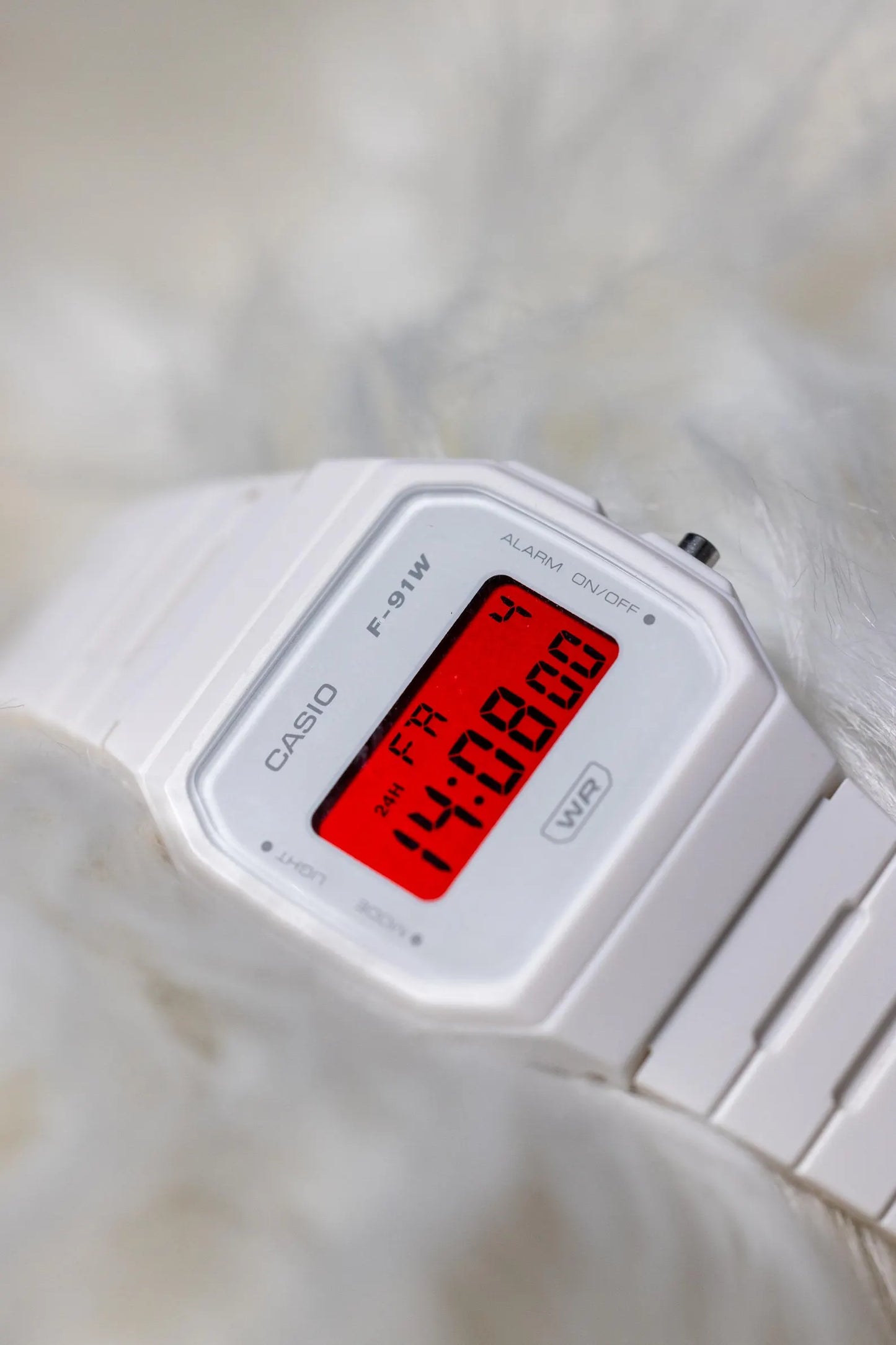 Casio F-91W White & Red Display Custom Mod Watch