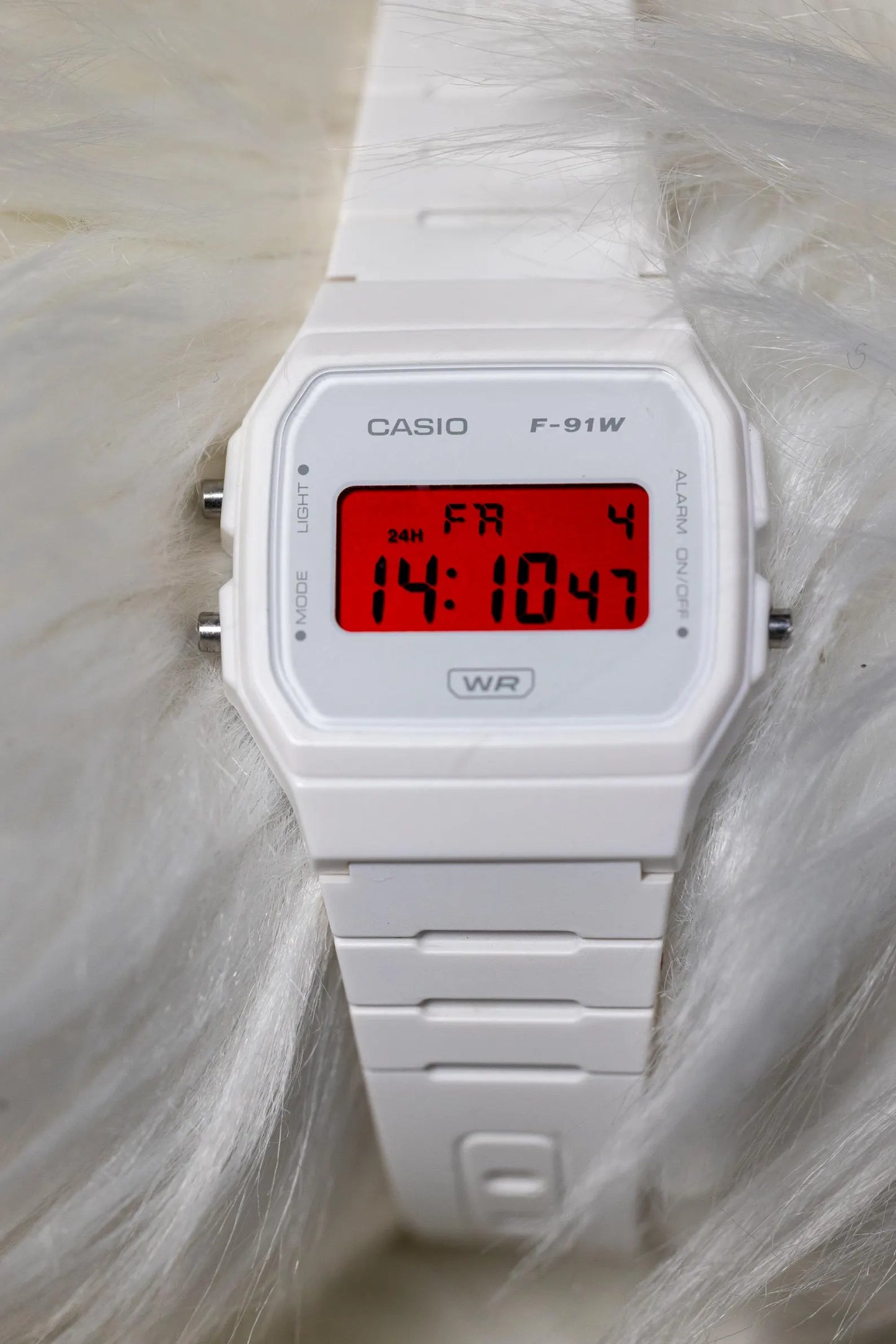 Casio F-91W White & Red Display Custom Mod Watch