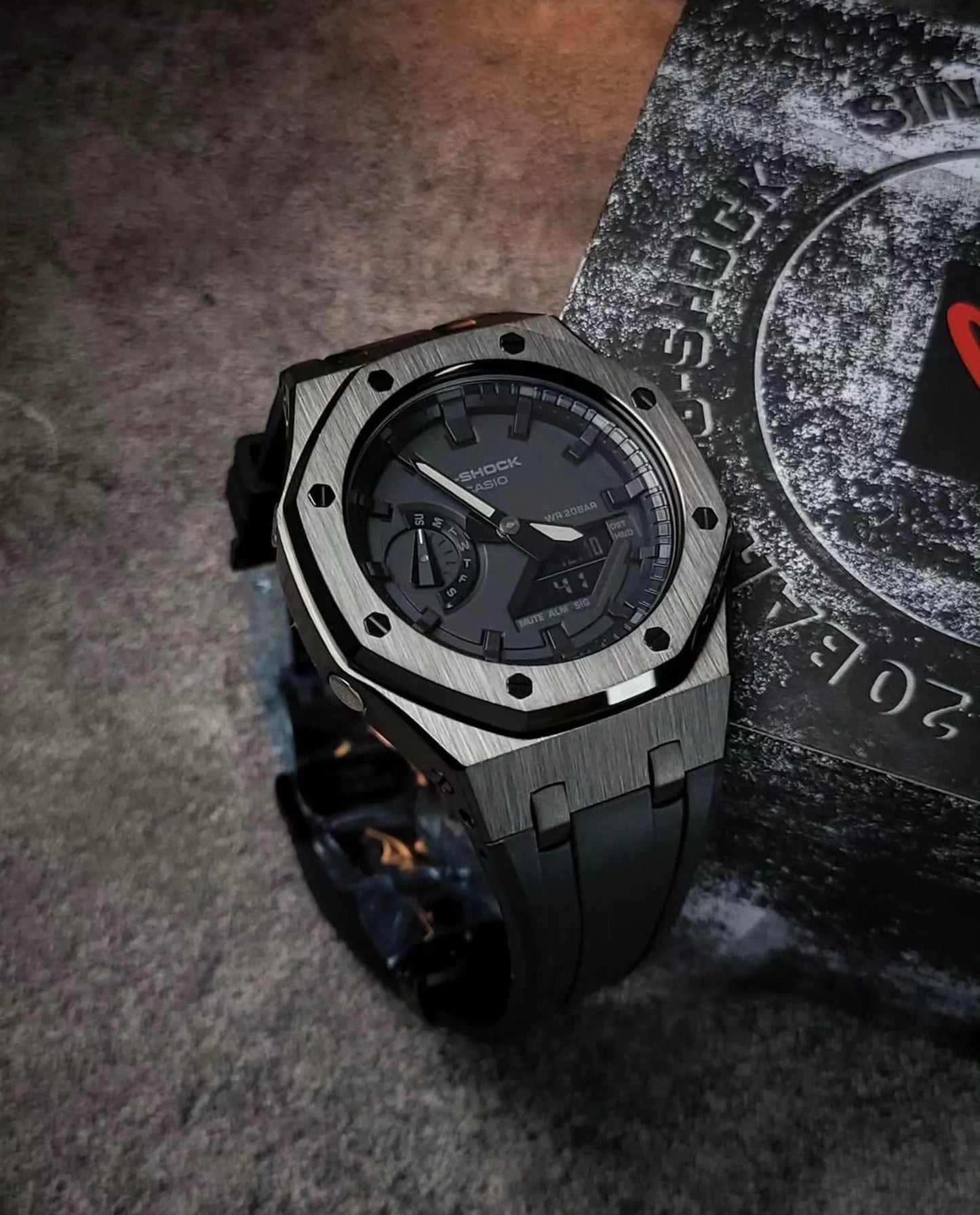 Casio G‑SHOCK GA‑2100 Gunmetal Stainless Steel Modified Watch