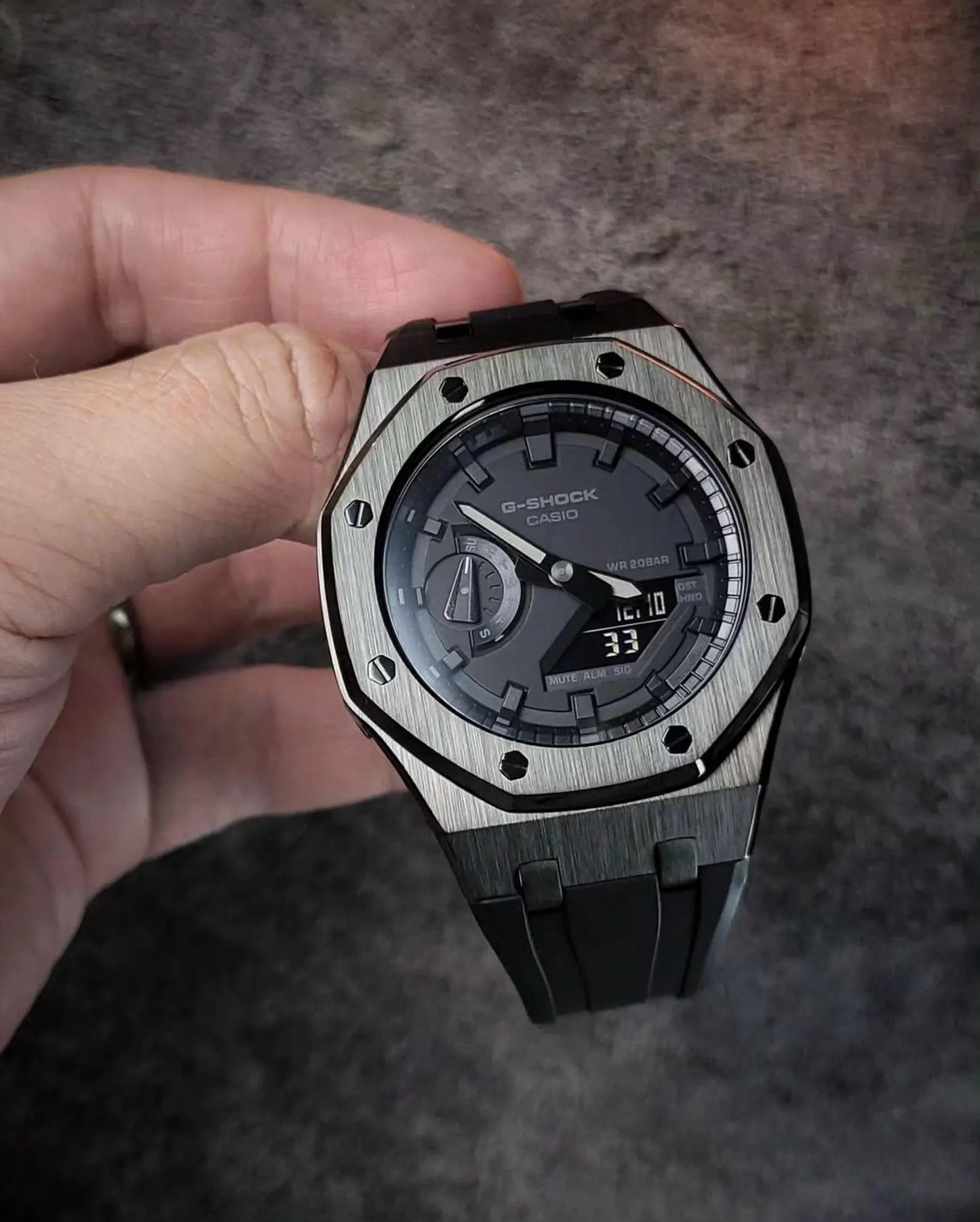 Casio G‑SHOCK GA‑2100 Gunmetal Stainless Steel Modified Watch