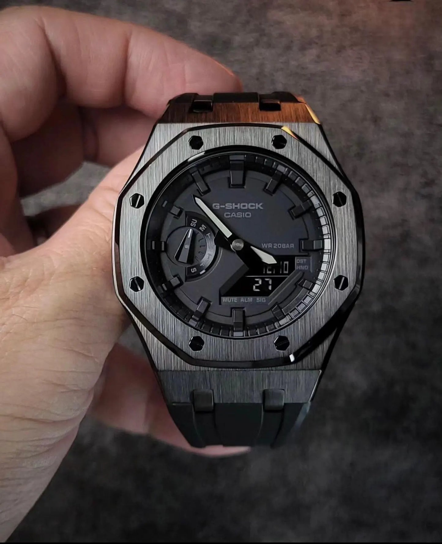 Casio G‑SHOCK GA‑2100 Gunmetal Stainless Steel Modified Watch