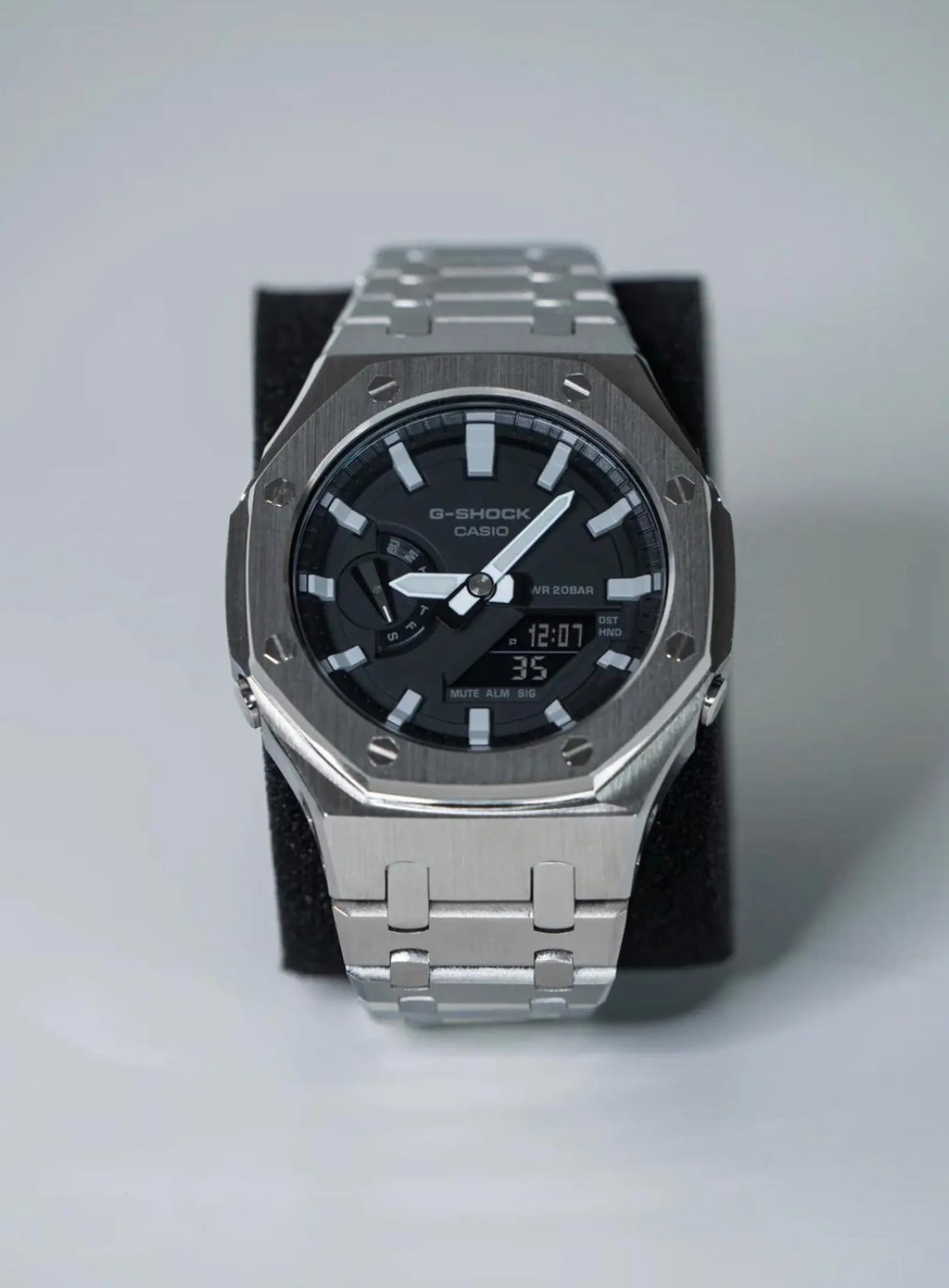 Casio G‑SHOCK GA‑2100 Black & Silver Full Metal Modified Watch