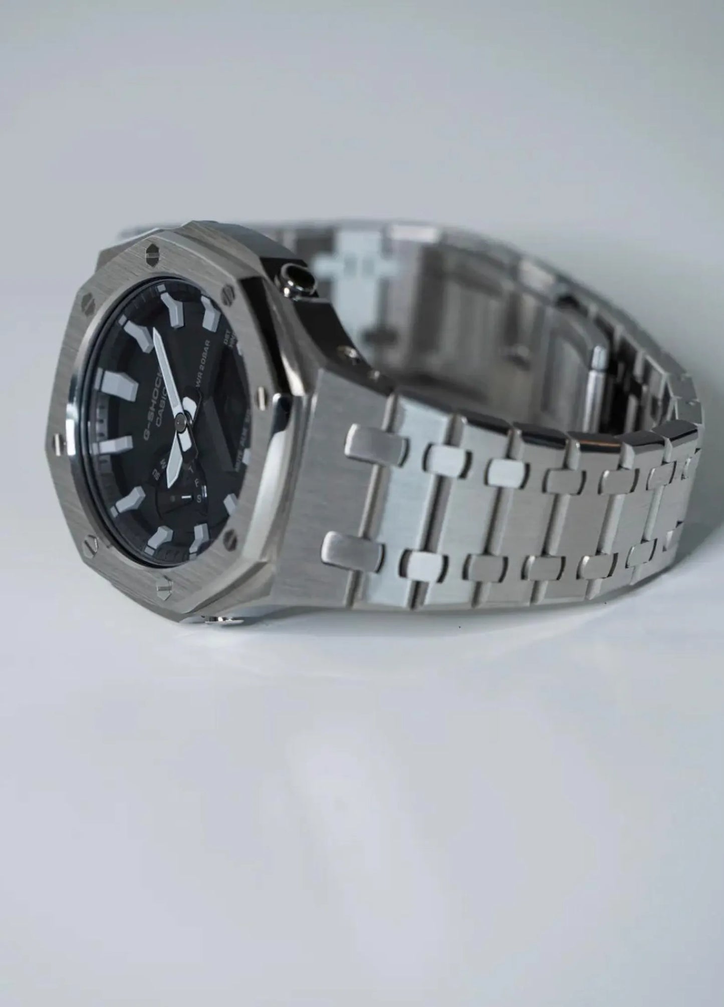 Casio G‑SHOCK GA‑2100 Black & Silver Full Metal Modified Watch