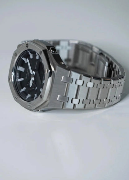 Casio G‑SHOCK GA‑2100 Black & Silver Full Metal Modified Watch
