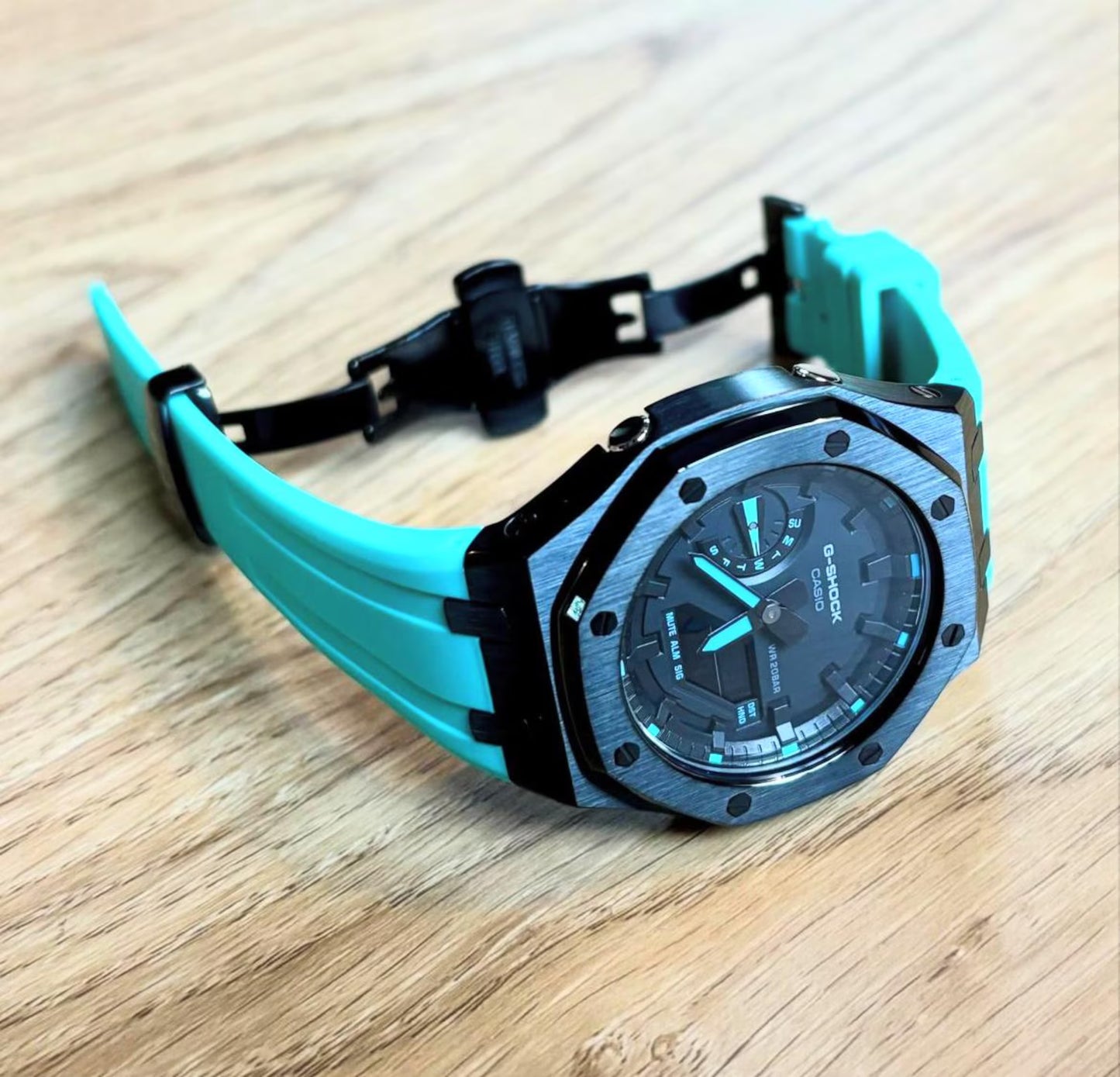 Casio G‑SHOCK GA‑2100 Black & Turquoise Modified Watch