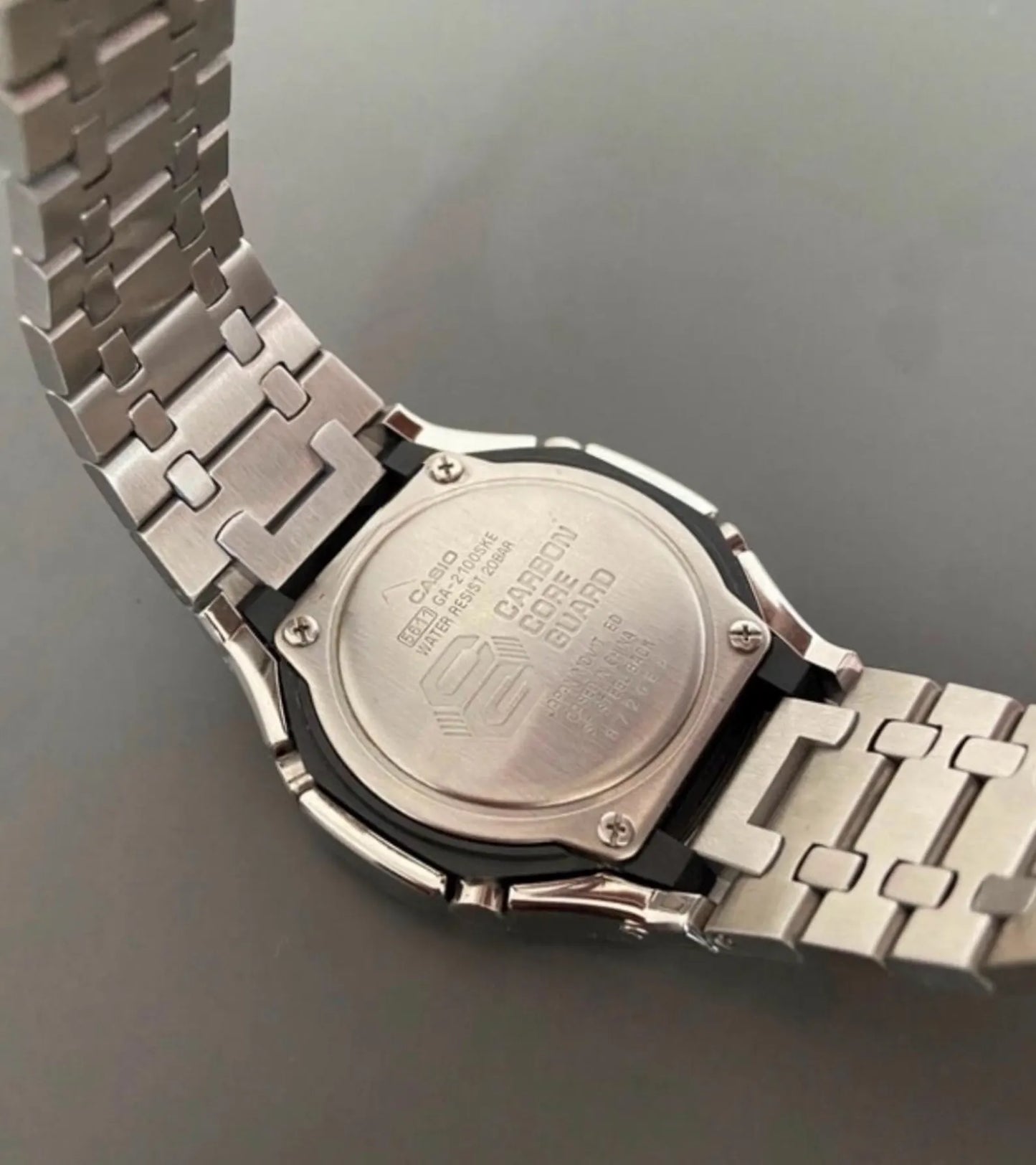 Casio G‑SHOCK GA‑2100 Black & Silver Full Metal Modified Watch