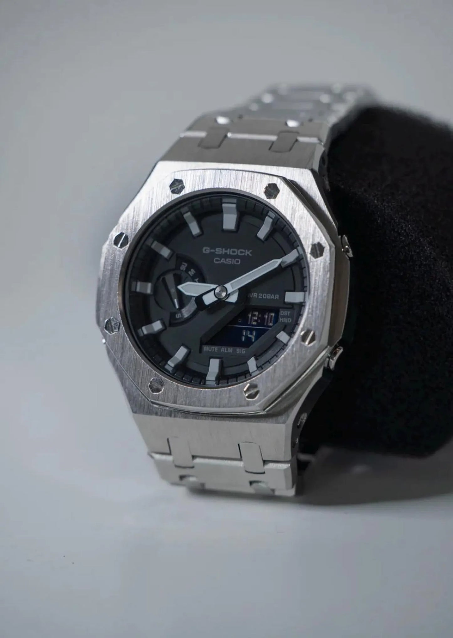 Casio G‑SHOCK GA‑2100 Black & Silver Full Metal Modified Watch