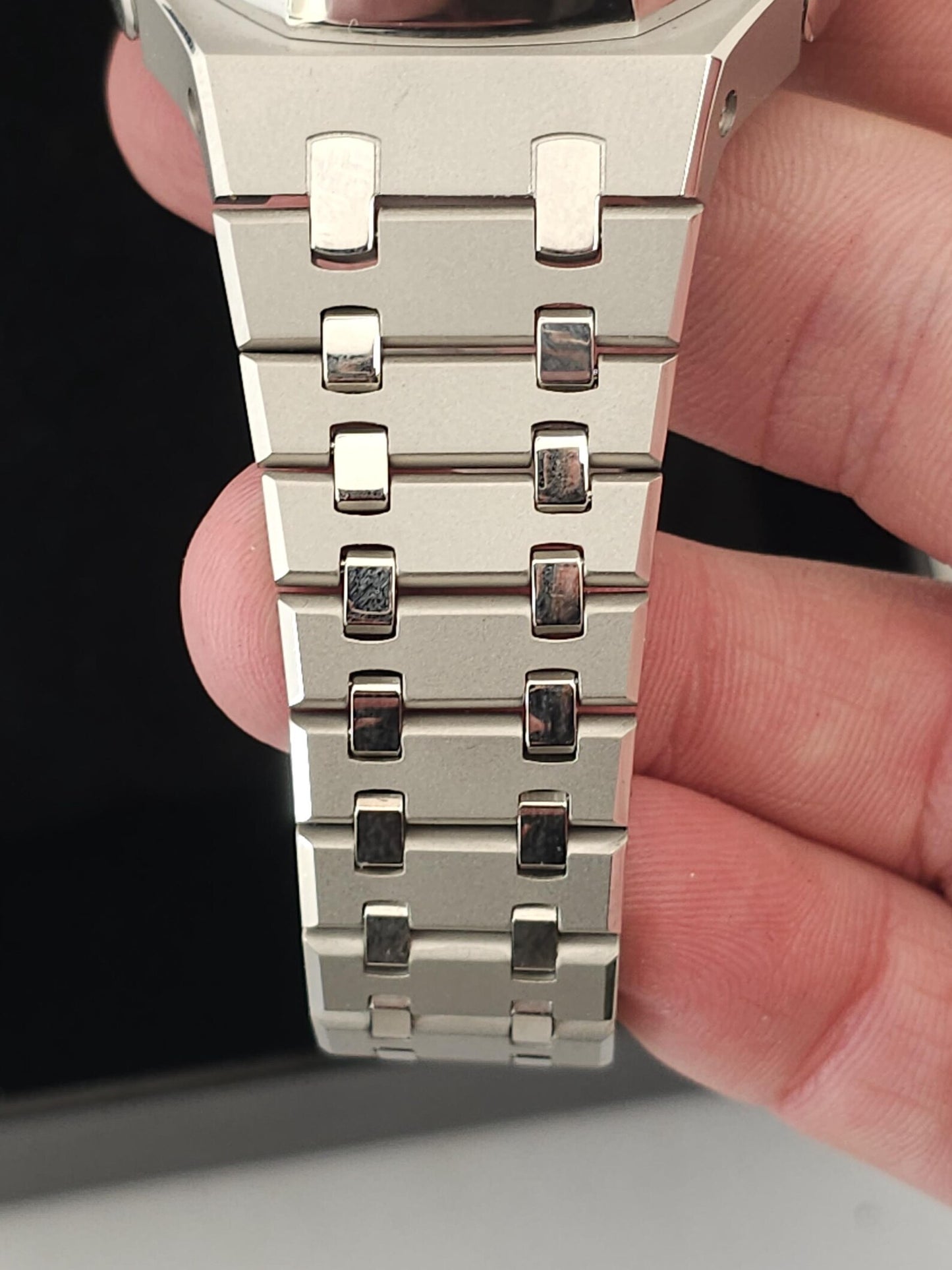 Casio G‑SHOCK GA‑2100 Black & Blue Silver Stainless Steel Modified Watch
