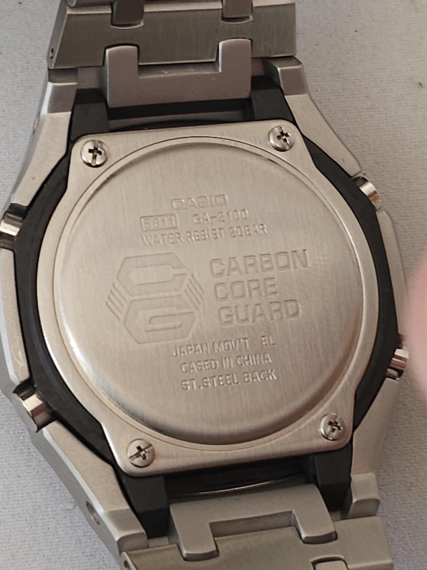 Casio G‑SHOCK GA‑2100 Black & Blue Silver Stainless Steel Modified Watch