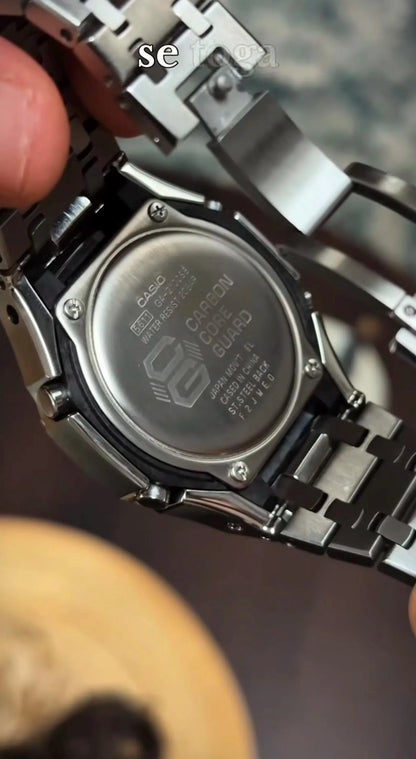 Casio G‑SHOCK GA‑2100 Silver Dial Full Stainless Steel Modified Watch