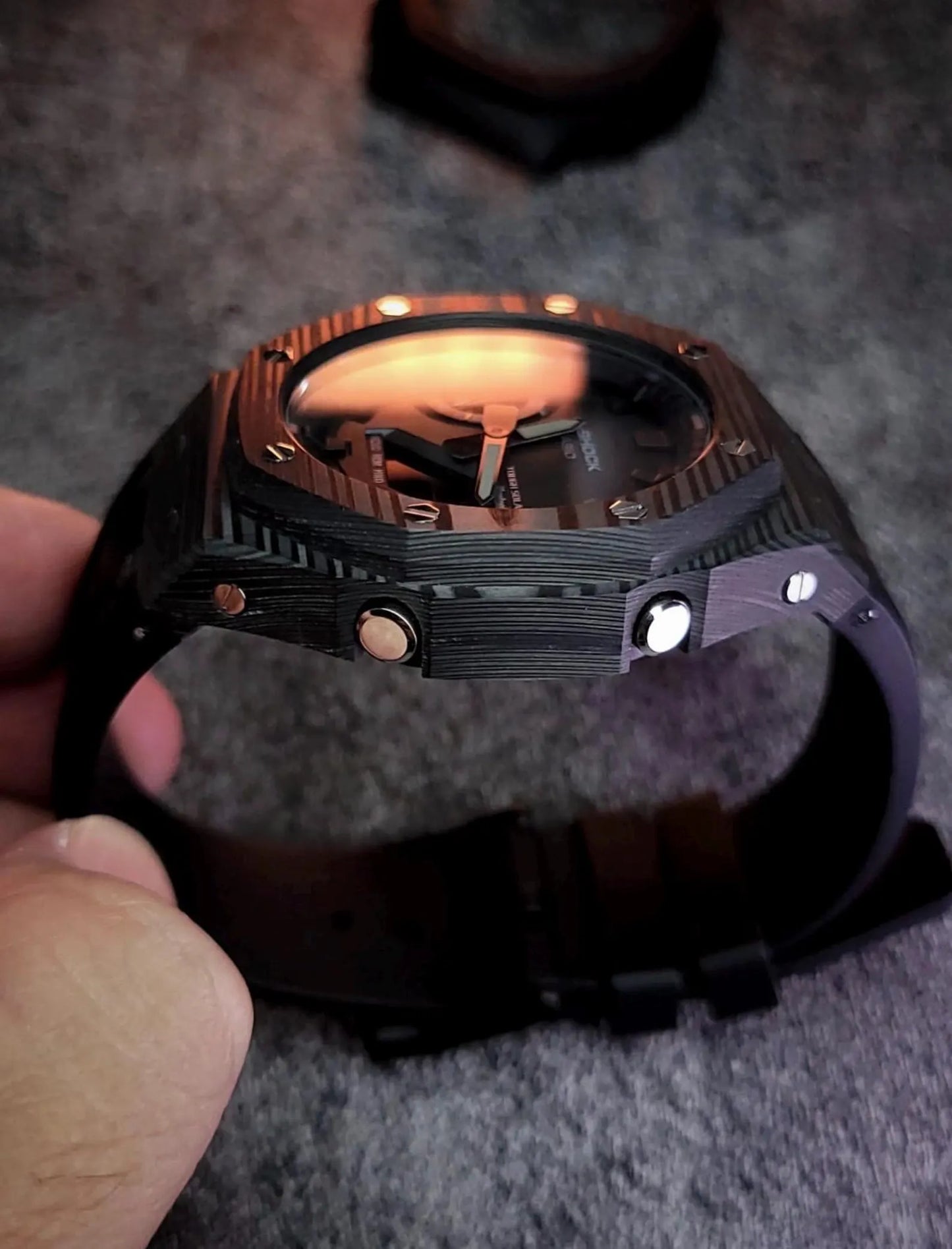 Casio G‑SHOCK GA‑B2100 Full Black Carbon-Style Modified Watch