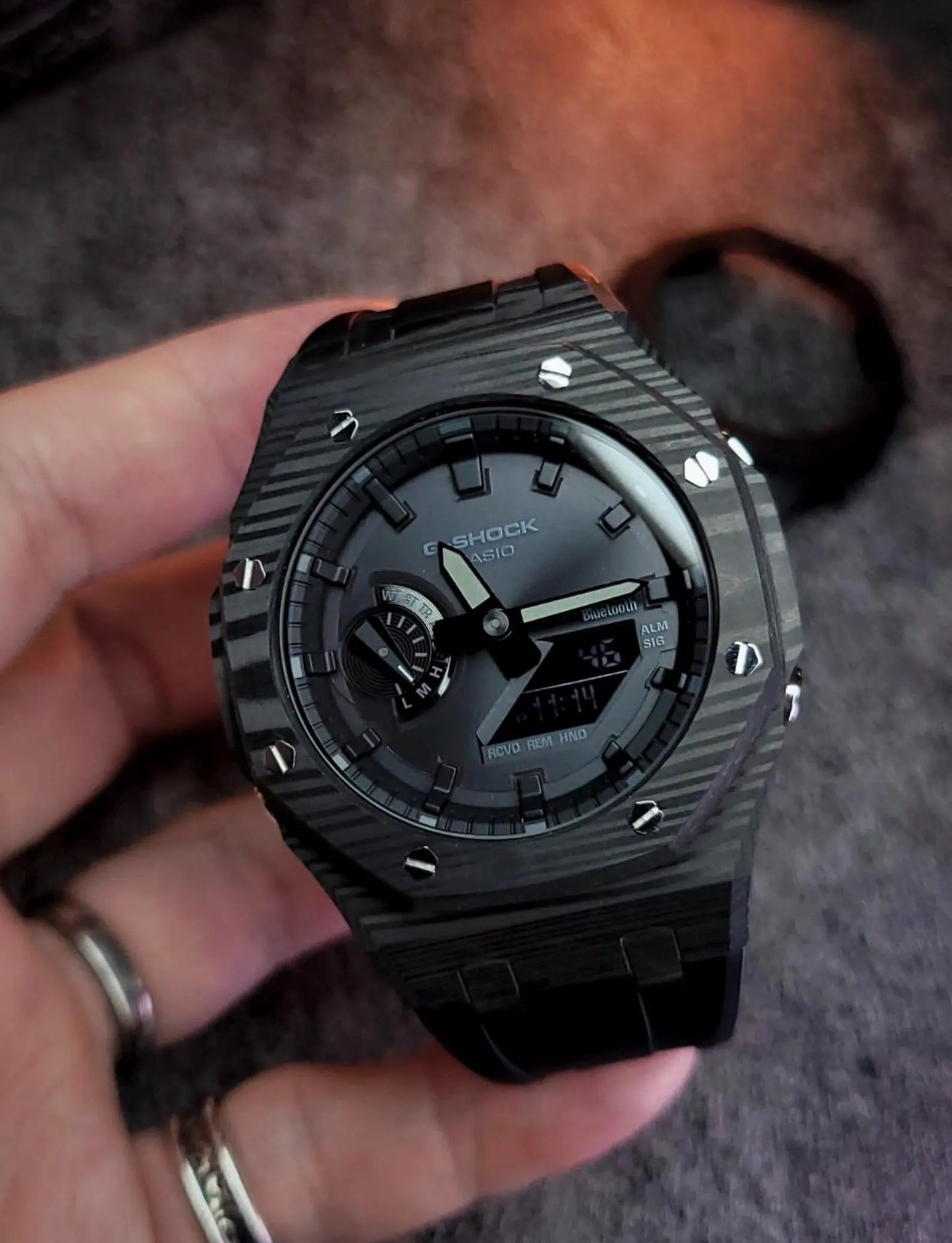 Casio G‑SHOCK GA‑B2100 Full Black Carbon-Style Modified Watch