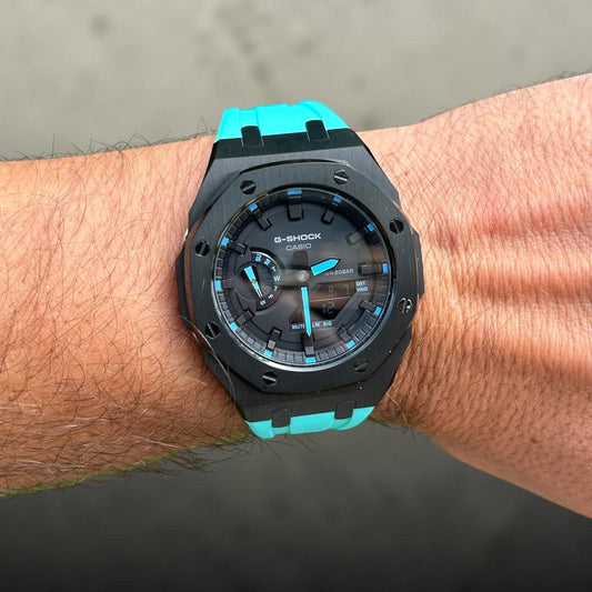 Casio G‑SHOCK GA‑2100 Black & Turquoise Modified Watch