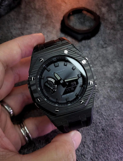Casio G‑SHOCK GA‑B2100 Full Black Carbon-Style Modified Watch