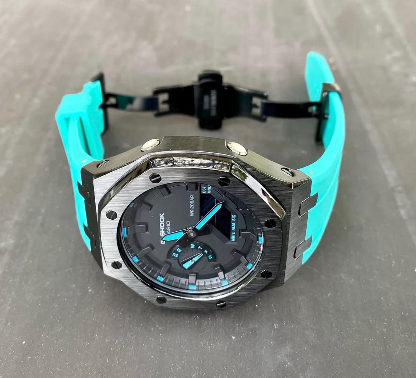 Casio G‑SHOCK GA‑2100 Black & Turquoise Modified Watch