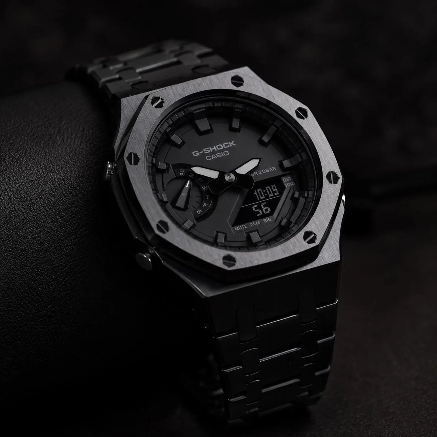 Casio G‑SHOCK GA‑2100 Full Black Stainless Steel Modified Watch