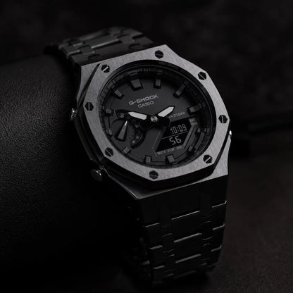 Casio G‑SHOCK GA‑2100 Full Black Stainless Steel Modified Watch